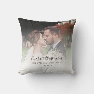 Coussin Premier Noël en tant que mariés Photo de mariage p