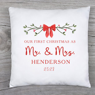Coussin Premier Noël M. et Mme Nouveaux Mariés Fête de fin