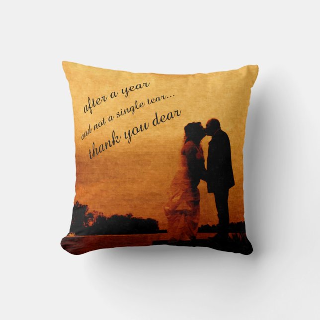 Coussin Premier souvenir d'anniversaire de mariage d'année (Recto)