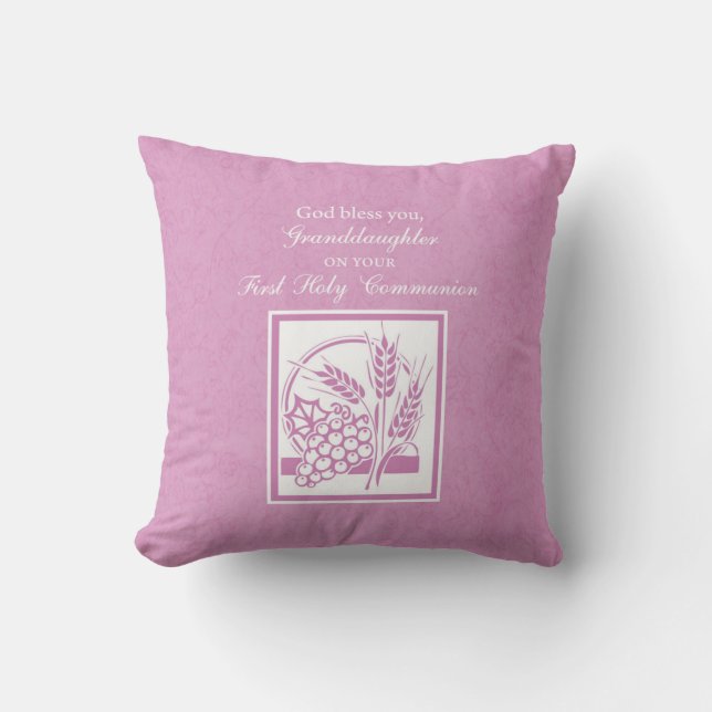 Coussin Première communion de la petite-fille, rose (Recto)
