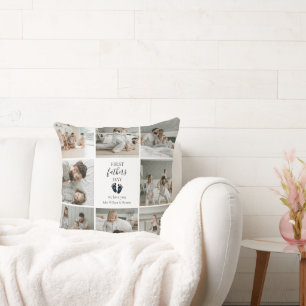 Coussin Première Fête des pères - Empreintes bébé et Coeur
