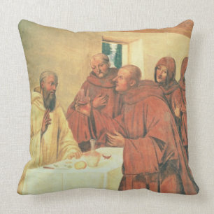 Coussin Prenant la communion, de la vie de St Benoît (f