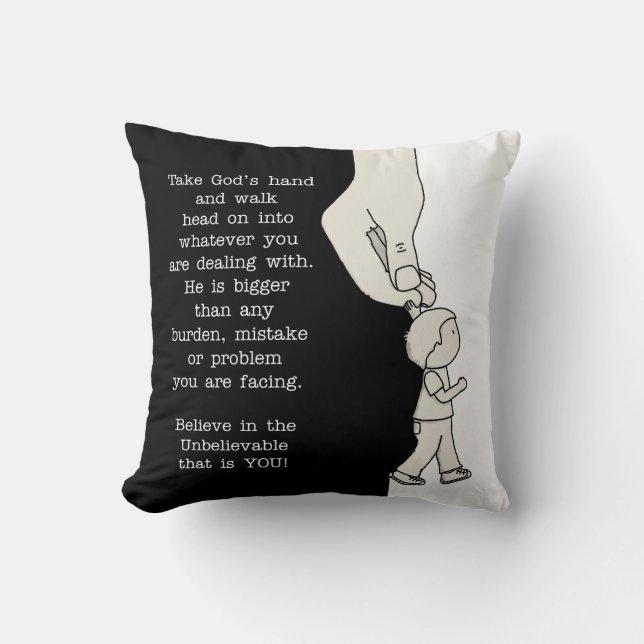 Coussin Prends la main de Dieu (Recto)