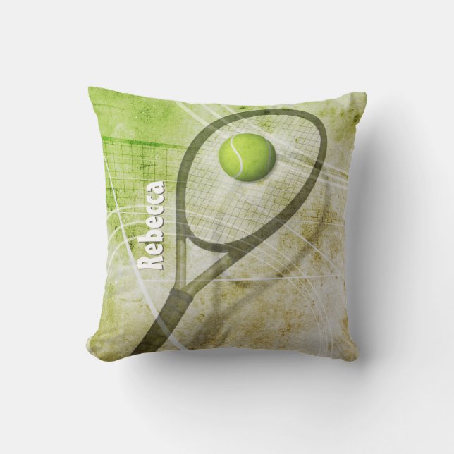 Coussin Prends le tennis d'une petite fille (Recto)