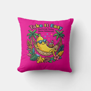 Coussin Prenez les choses calmement – Vibes de banane rela