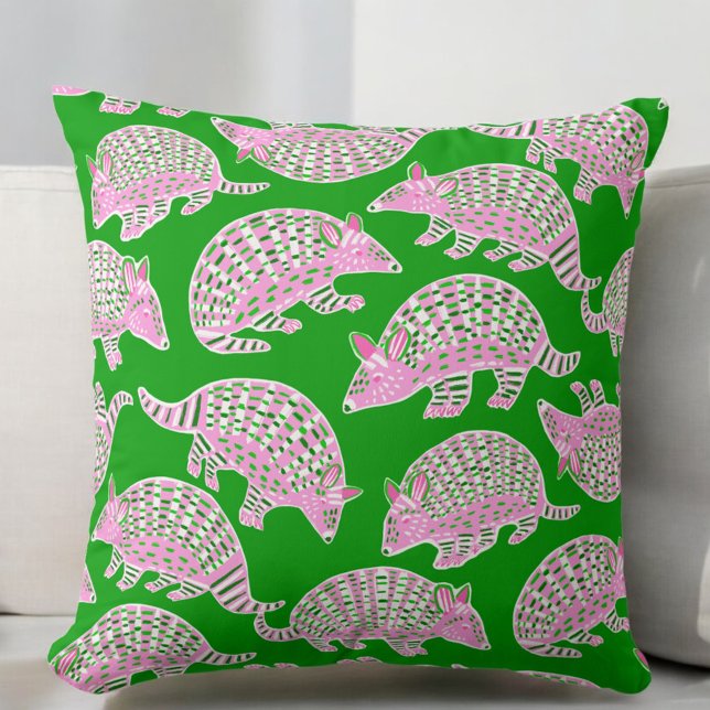 Coussin Preppy Armadillos Rose Green (Créateur téléchargé)