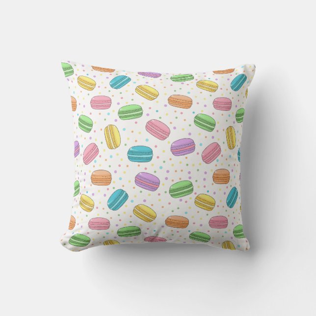 Coussin Pretty Pastel French Macaron Cookies Chef Motif (Recto)