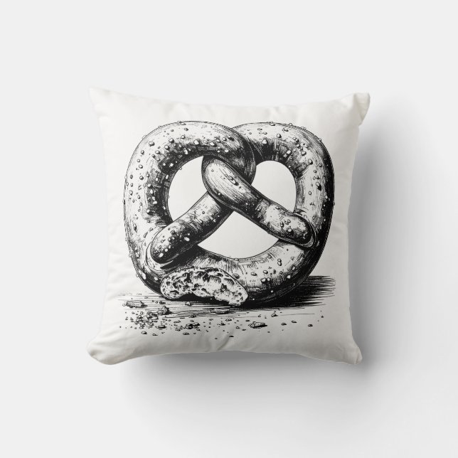 Coussin Pretzel noir imprimé simple (Recto)