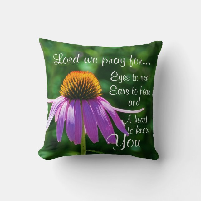 Coussin Prière à Dieu pour les yeux à voir et les oreilles (Recto)