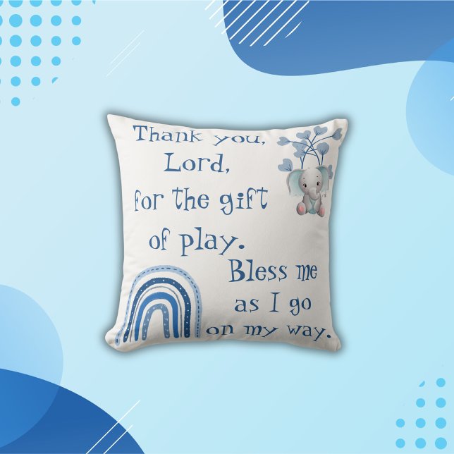 Coussin Prière chrétienne pour enfants Bleu | (Créateur téléchargé)