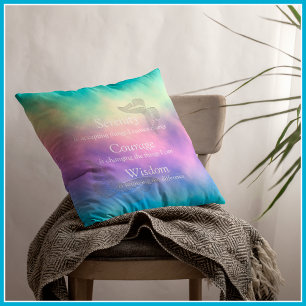 Coussin Prière de sérénité [Brume arc-en-ciel] Papillons