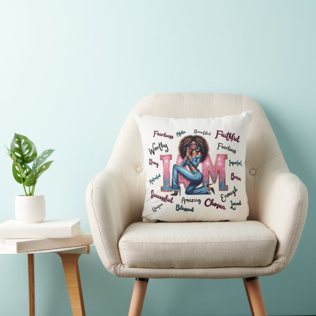 Coussin Prière et foi de la femme noire inspirante chrétie (Chaise)
