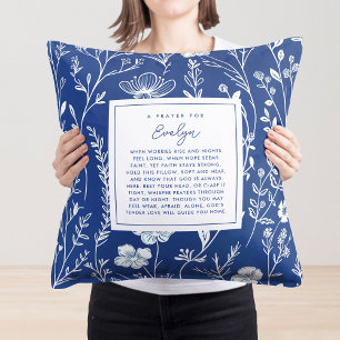 Coussin Prière moderne Keepsaké Cadeau Écriture bleue Flor