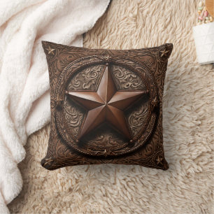 Coussin Primitif Cowboy Brown Pays Western Texas Star