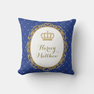 Coussin Prince Nursery Decor Pillow d'or de bleu royal