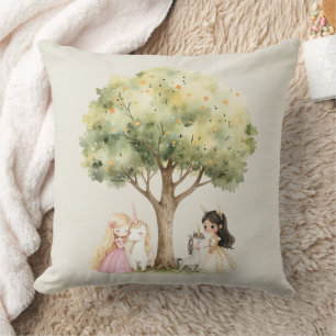 Coussin Princesse de conte de fée aquarelle Fantaisiste