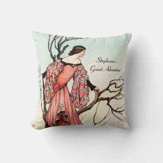 Coussin Princesse de conte de fées vintage livre d'histoir