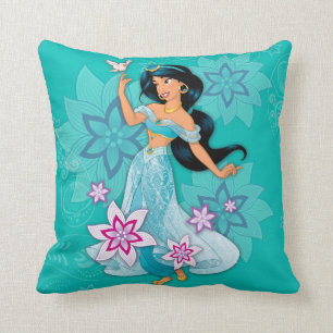 Coussin Princesse Jasmine avec Flore d'oiseaux