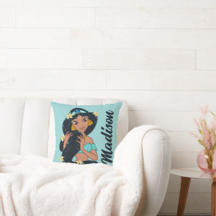 Coussin Princesse Jasmine - Cheveux et fleurs étincelants