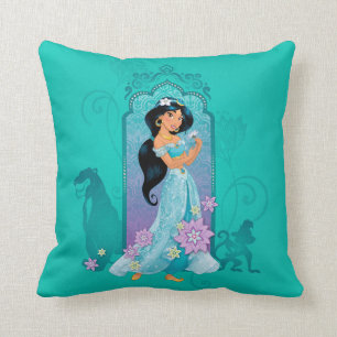 Coussin Princesse Jasmine, Rajah et Abu Floral
