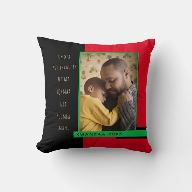 Coussin Principes Rouge noir photo Kwanzaa (Recto)