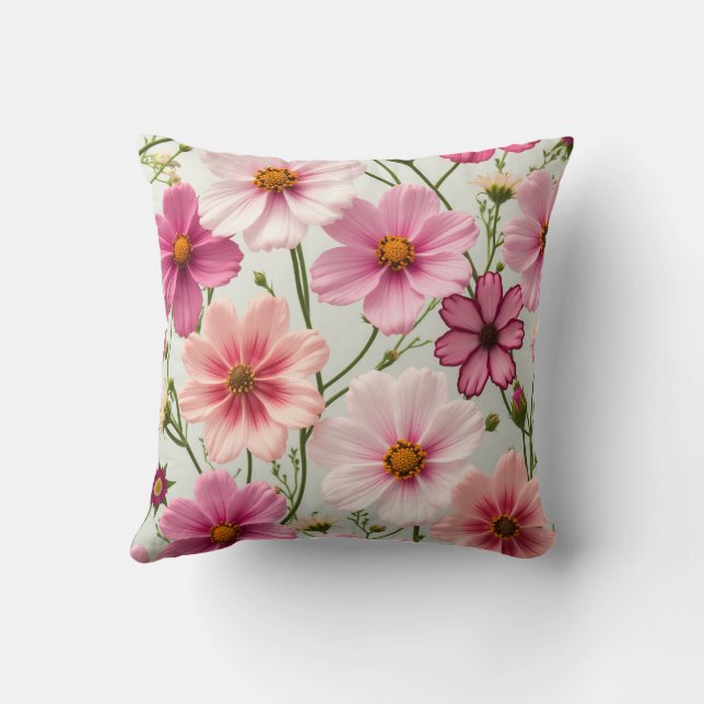 Coussin Printemps frais, belles fleurs cosmos (Verso)