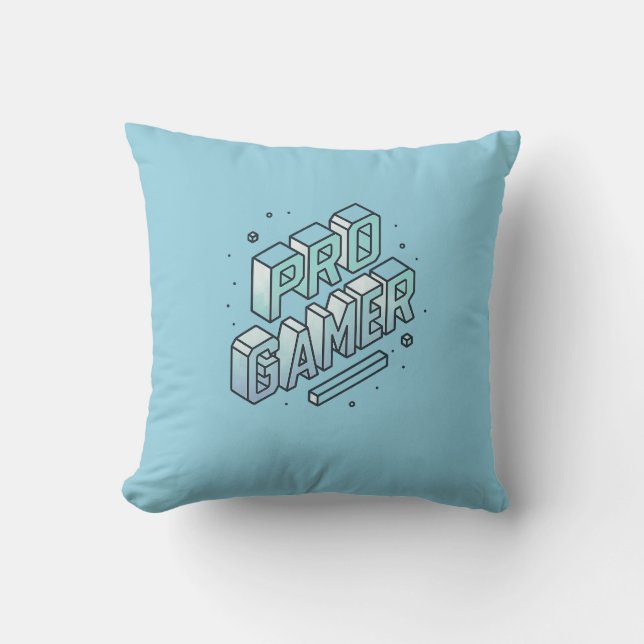 Coussin PRO GAMER — Logo de lettres bloc 3D isométrique (Recto)
