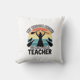 Coussin Prof de sorcellerie drôle Balai cassé Design Hallo
