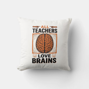 Coussin Professeur drôle Halloween Cerveaux Graphique vint