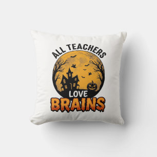 Coussin Professeur Halloween Amour Cerveaux Design Vintage