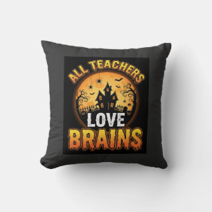 Coussin Professeur Halloween Cerveaux de Zombie Horreur Lu