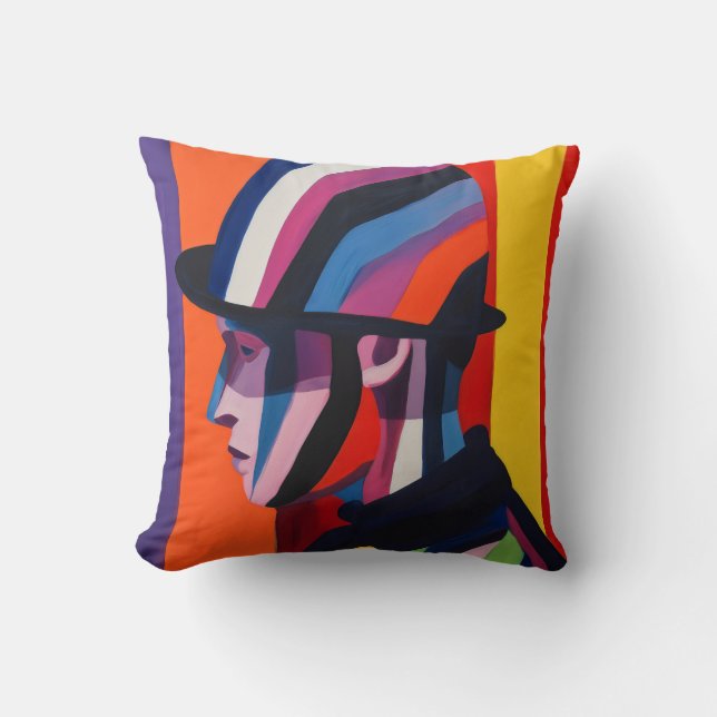 Coussin Profil abstrait avec chapeau melon (Recto)