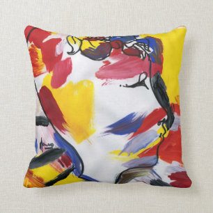 Coussin Profil d'aquarelle colorée moderne Abstrait