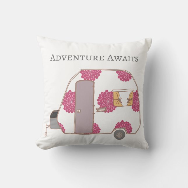Coussin Profondément satisfait - l'aventure attend (Recto)