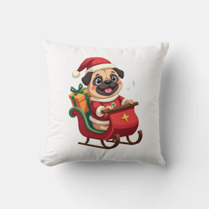 Coussin Promenade en traîneau de Pug