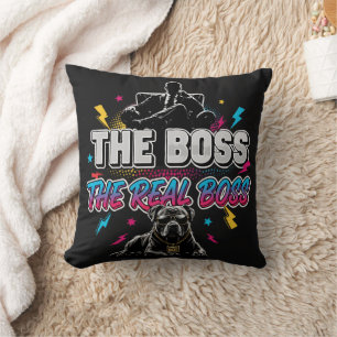 Coussin Propriétaire de chien drôle "Le vrai patron" Conce