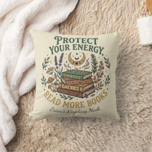 Coussin Protégez Votre Énergie Lire Plus de Livres Céleste