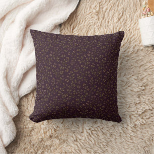 Coussin Prune Fleurs Botaniques Olive Violet Foncé