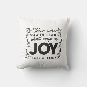Coussin Psaume 126:5 Typographie des Écritures – Moisson d