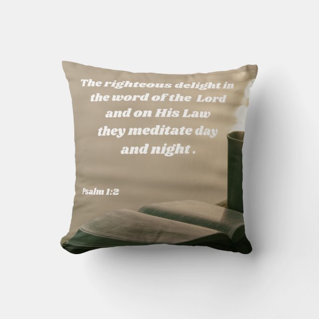 Coussin Psaume 1:2 Étude biblique chrétien (Recto)