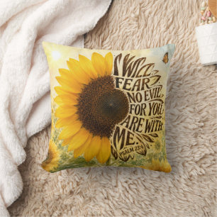 Coussin Psaume 23:4 Tournesol jaune