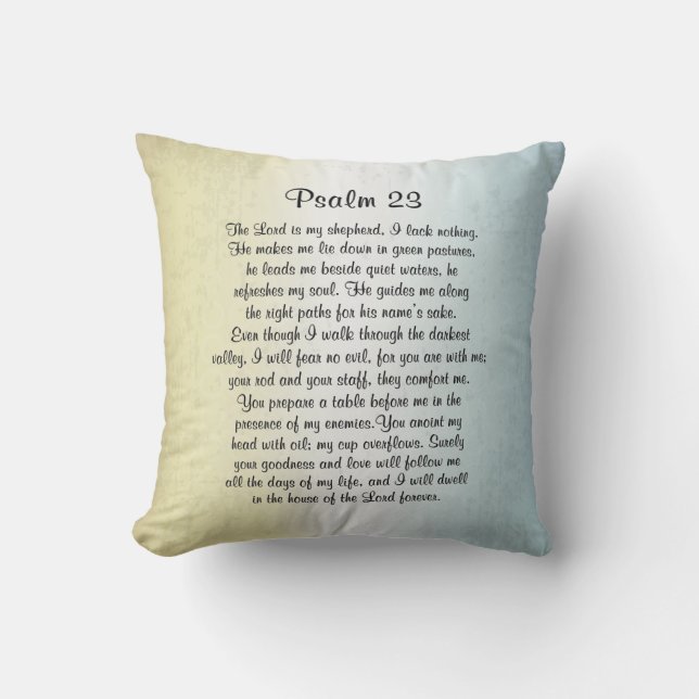 Coussin Psaume 23 Le Seigneur est mon berger Bible Verse (Recto)