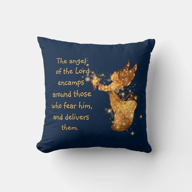 Coussin Psaume 34:7 Angel du Seigneur Encamps autour (Recto)