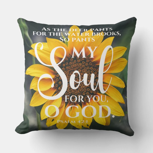Coussin Psaume 42:1 Tournesol Chrétien des Pantalons de Ce (Recto)