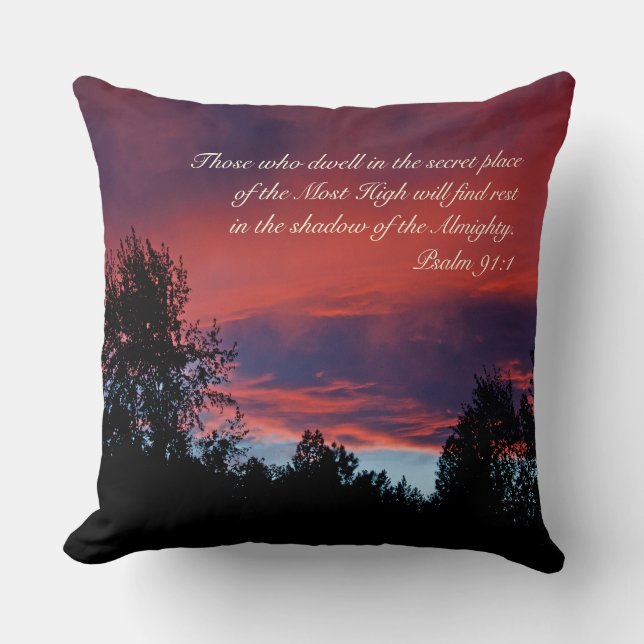 Coussin Psaume 91 Ceux qui habitent dans le lieu secret, (Recto)
