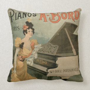 Coussin Publicité pour "A. Bord Pianos, Paris" (couleur