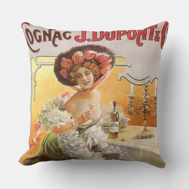 Coussin Publicité vintage de cognac (Recto)