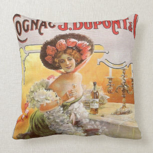 Coussin Publicité vintage de cognac