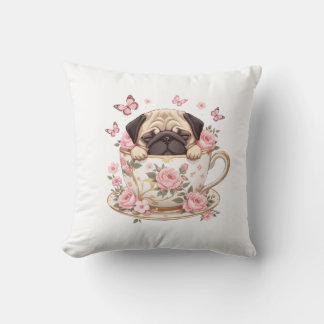 Coussin Pug Blossom Dreams – Pug Floral Mignon