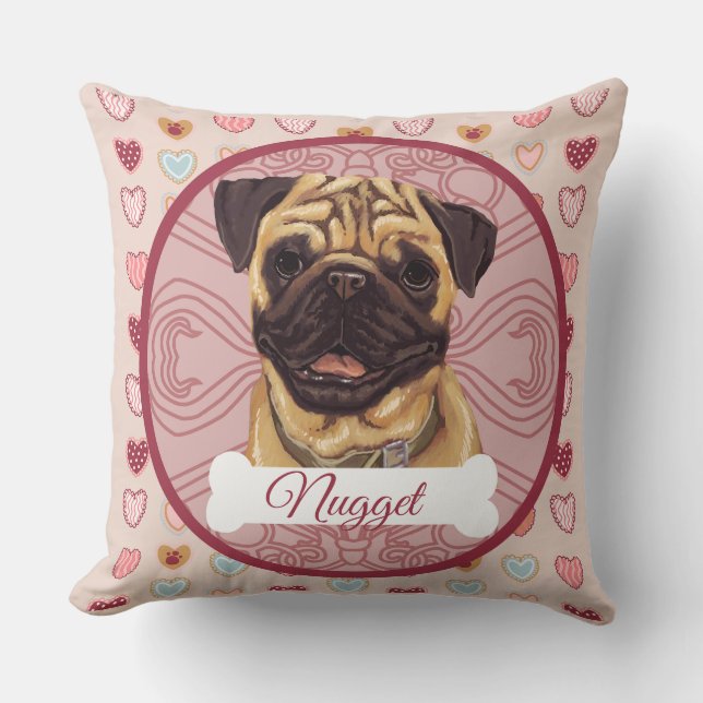 Coussin Pug Personalize Valentine Pillow (Recto)